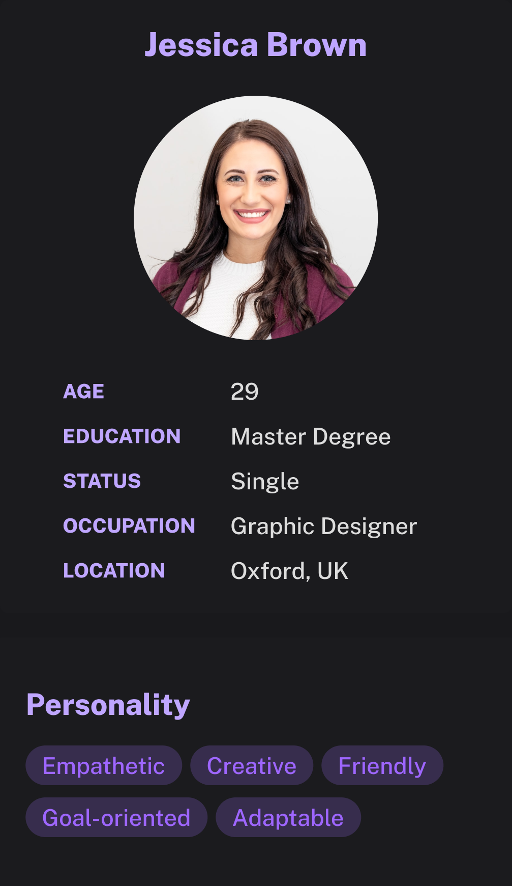Persona — Jessica Brown, the busy professional