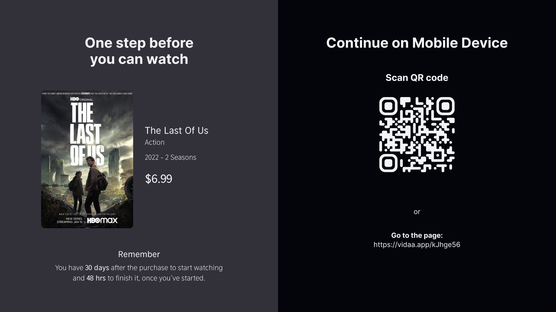 Payment handoff to mobile via QR