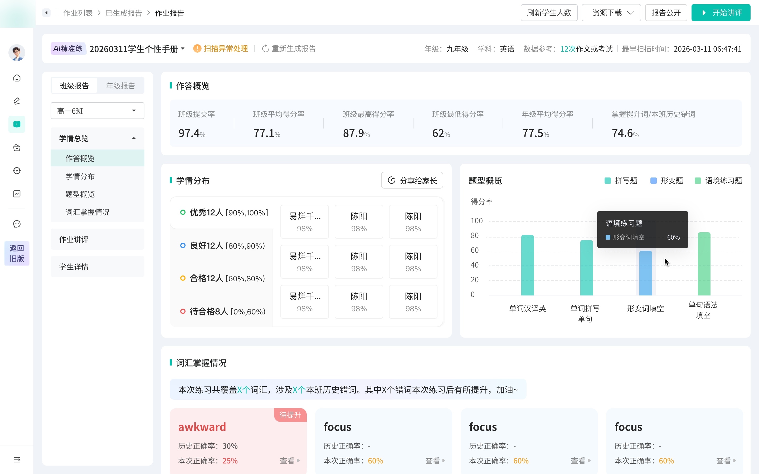 Selected report framework